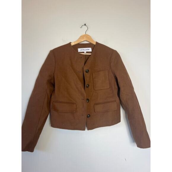NEW Veronica Beard Lyssa Cropped Wool Blend Jacket Brown Size: 2 - Picture 2 of 7